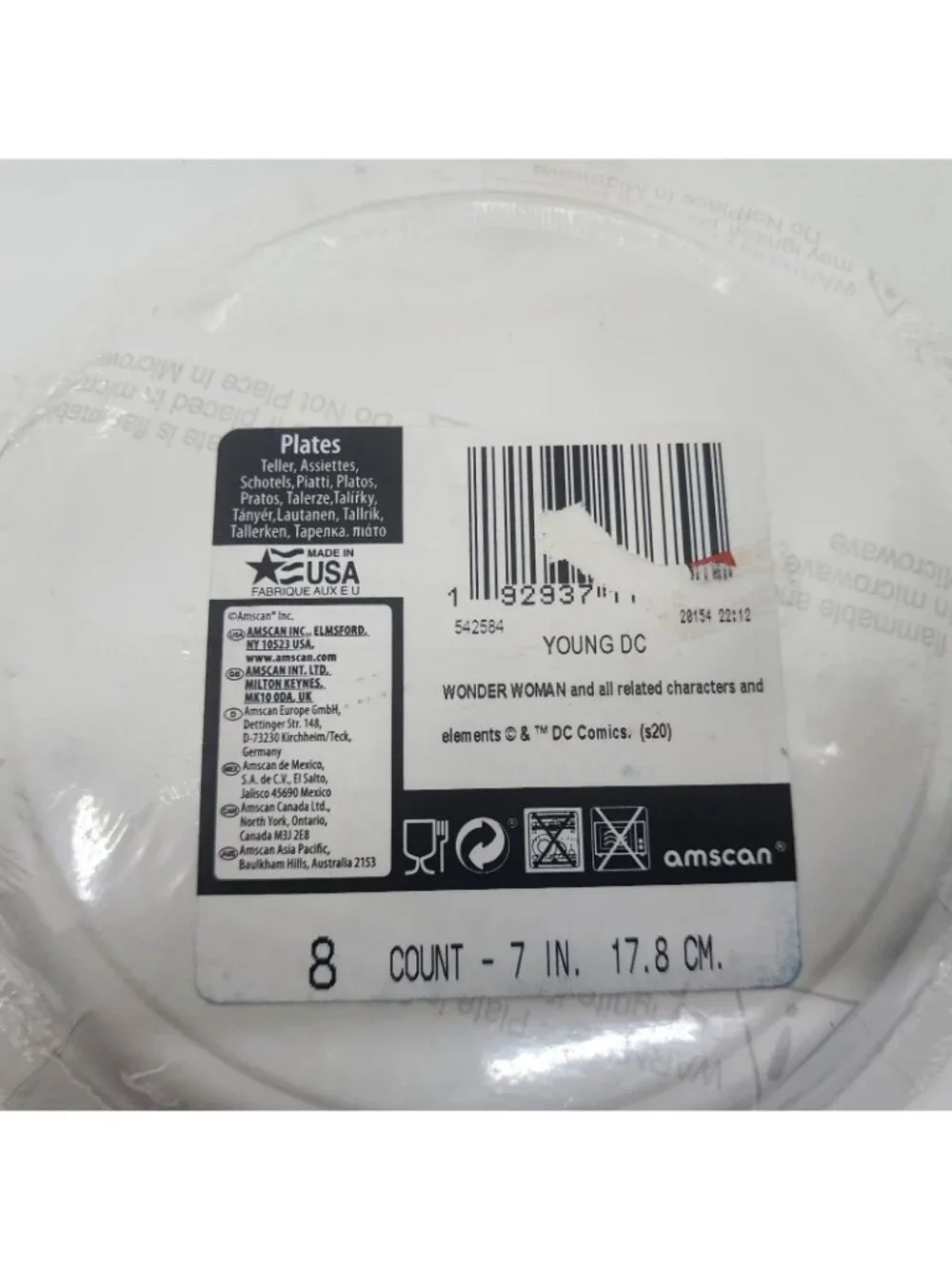 Wonder Woman WW Birthday Party Dessert Paper Plates DC Comics 8-Count Lot of 2